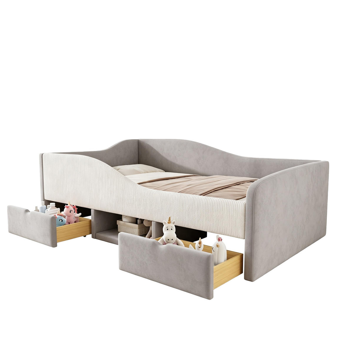 KINDERBETT 90/190 cm Grau - Grau, Textil
