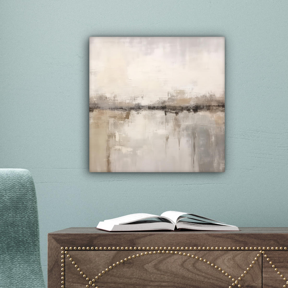 OBRAZ NA PLÁTNĚ Moderní umění - Abstraktní - Béžová 20x20 cm - béžová, textil (20/20cm) - MuchoWow