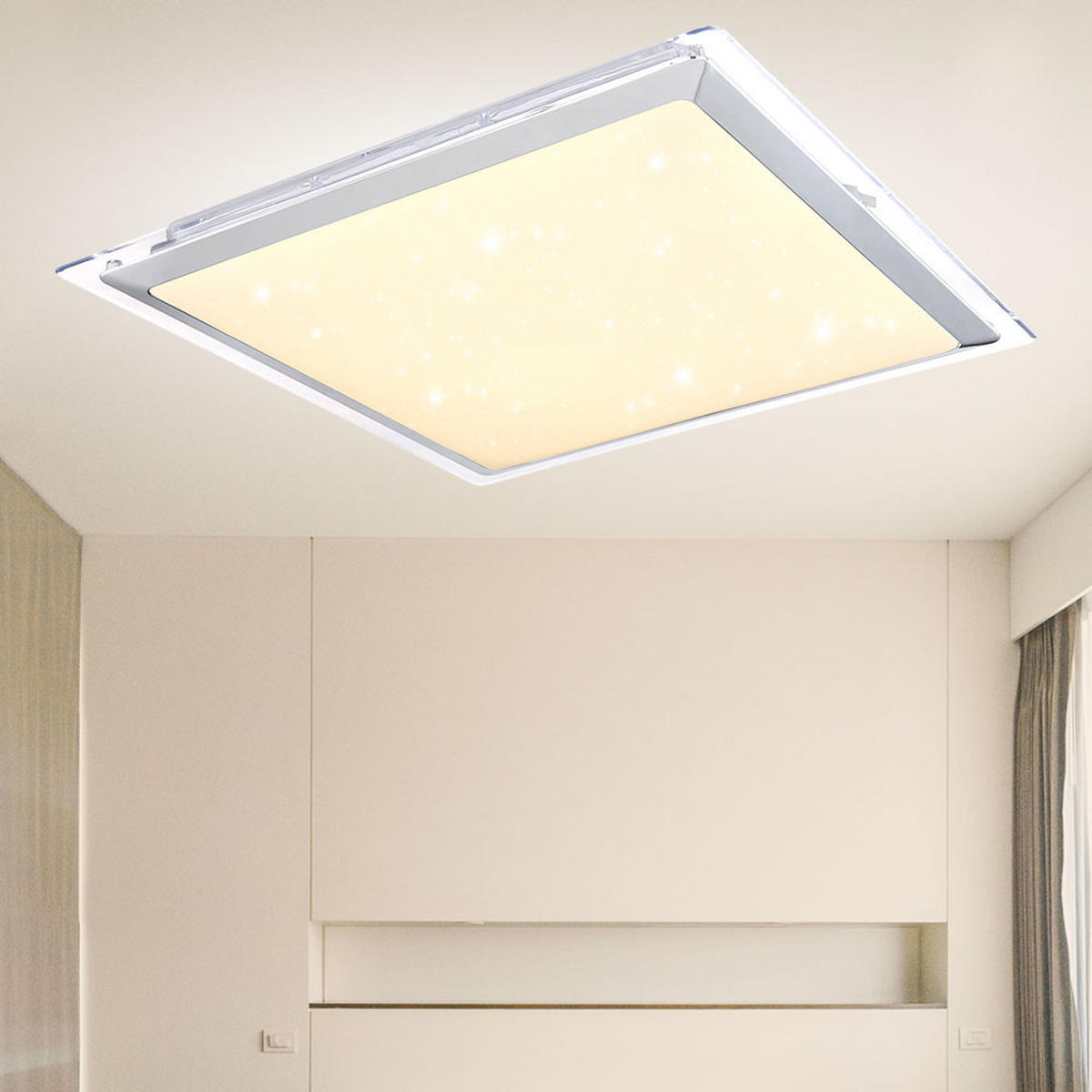 LED DECKENLEUCHTE Metall Weiß opal - Weiß, Kunststoff/Metall (55/55/8cm) - Globo Lighting