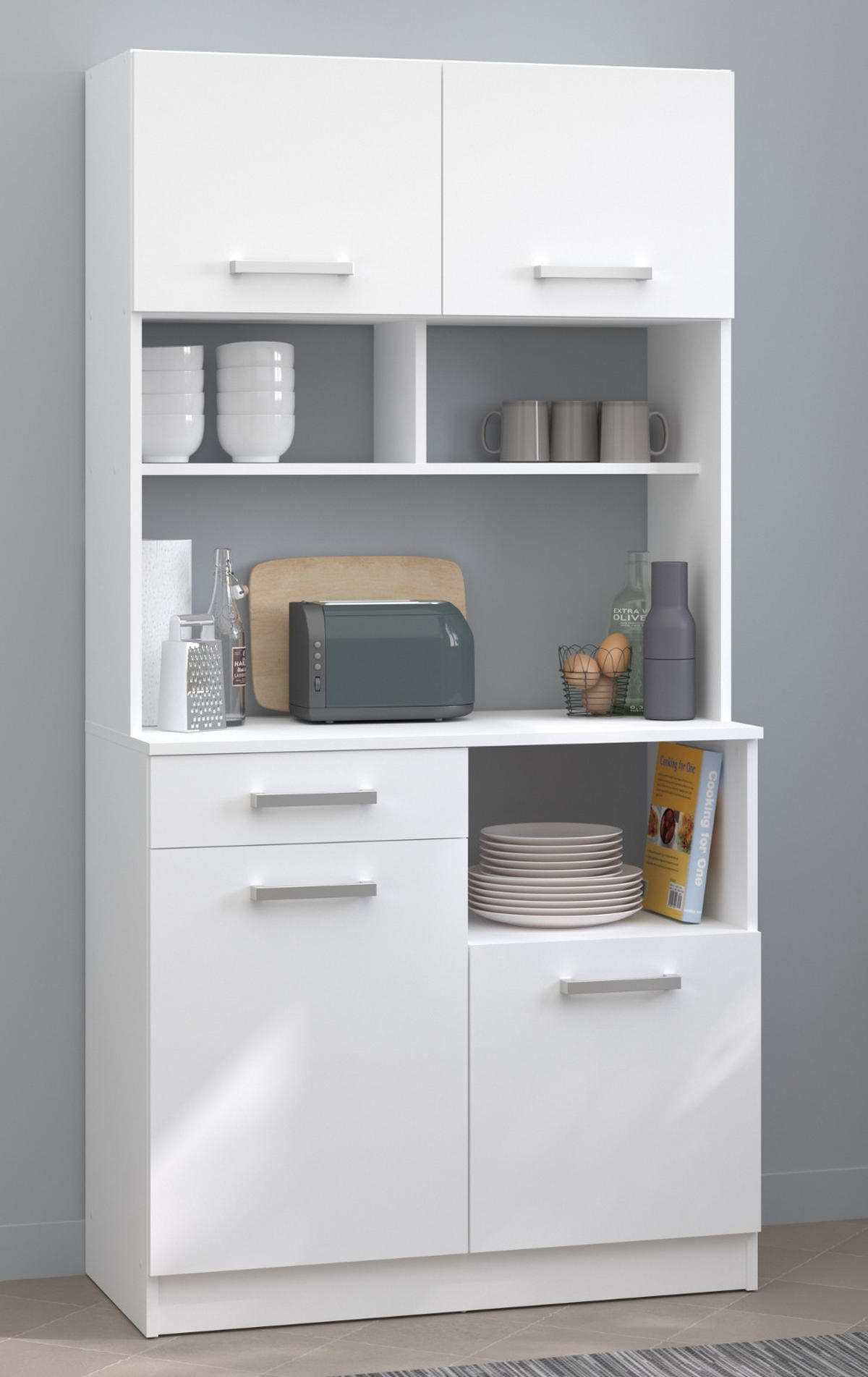 BUFFET Küche weiß Buffetschrank mit viel Stauraum - Weiß, Holzwerkstoff (90/177/42cm) - Parisot Meuble