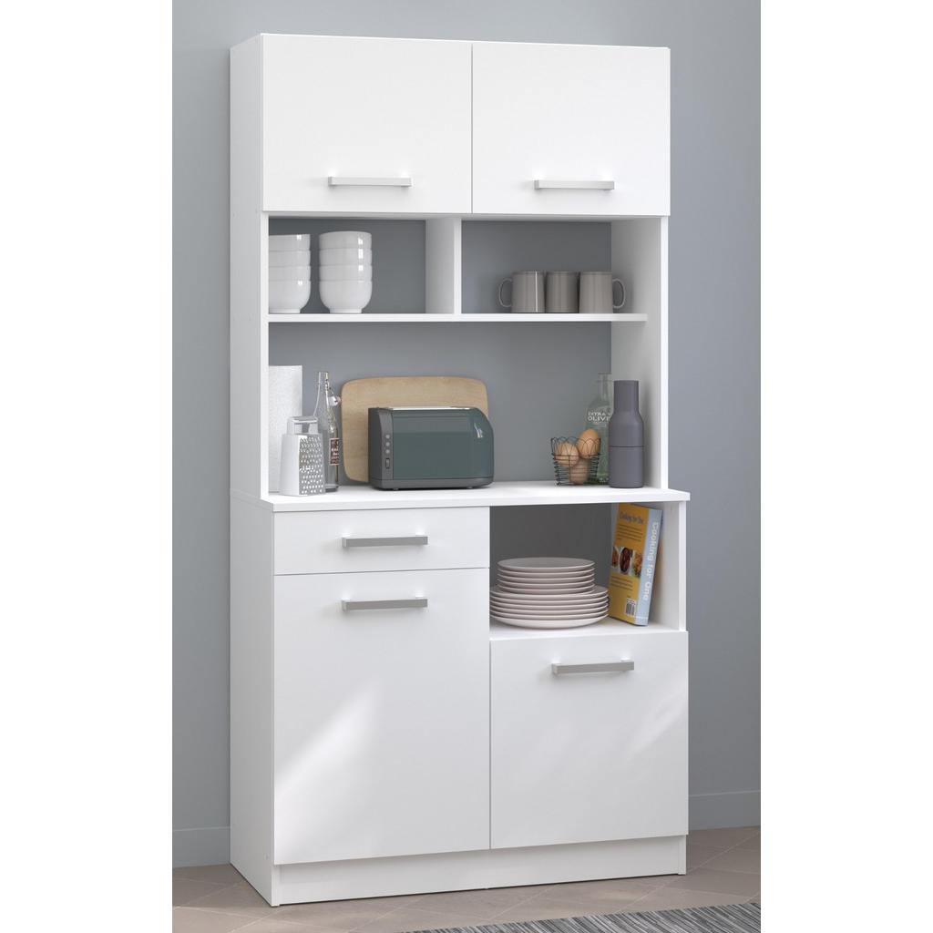 Thumbnail - Parisot Meuble Buffet, Weiß, Holzwerkstoff, Uni, 3 Fächer, 2 Schubladen, einzeln stellbar,Rechteckig, 160x177x42 cm, Küc...