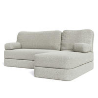 ECKSOFA SABI modulares Boneless Sofa mit Schlaffunktion Hellgrau Boucle-Stoff - Hellgrau, Textil (200/120cm) - MASSENO