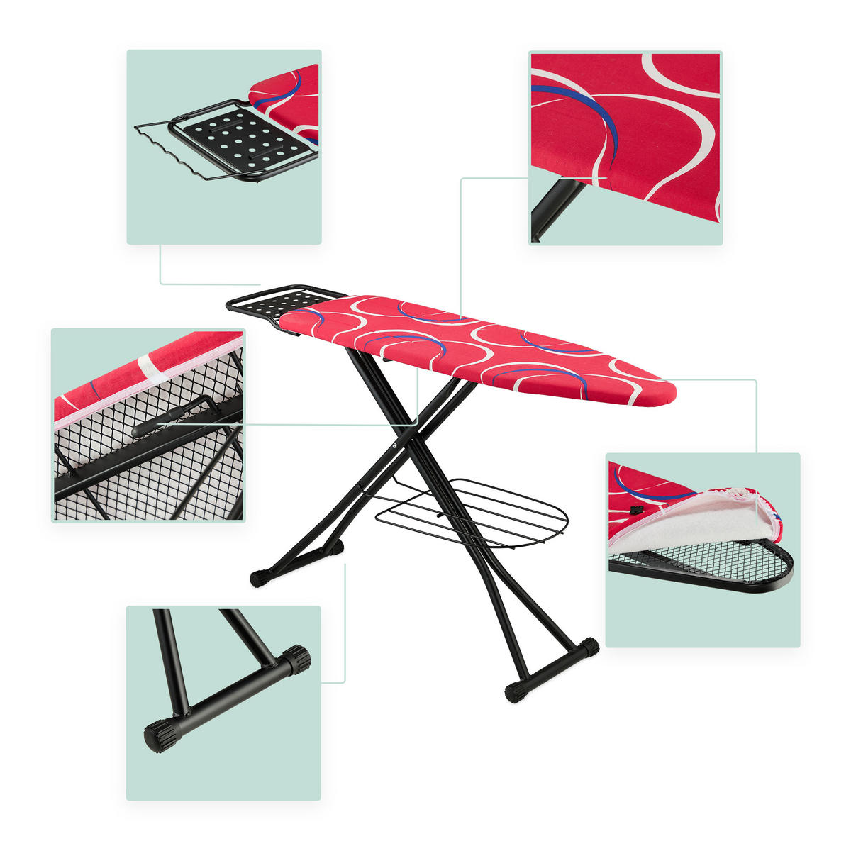 ŽEHLIACA doska - viacfarebná, kov/textil (132.5/33.5cm) - Relaxdays