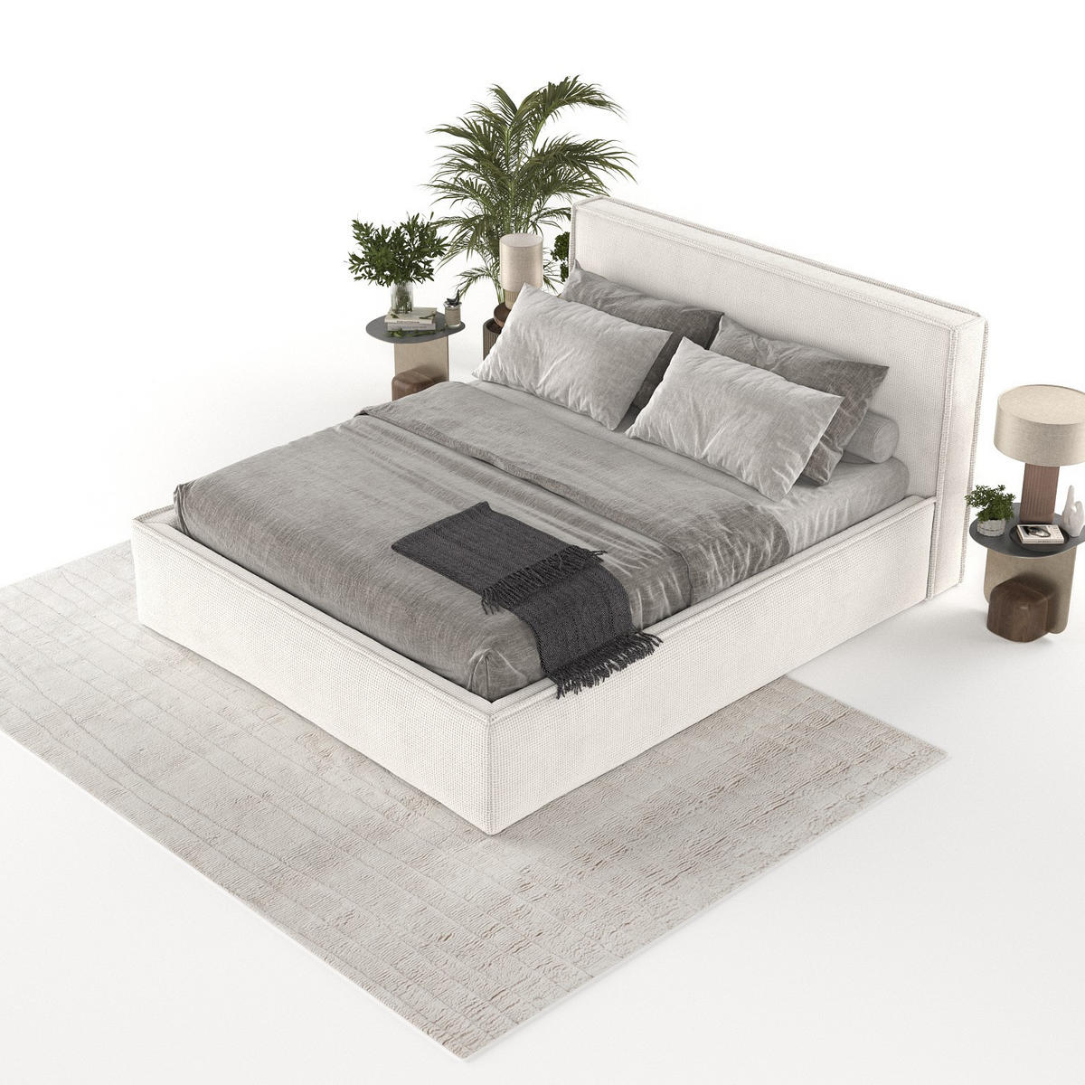 POLSTERBETT Sato mit Stauraum 120/200 cm Creme im Bonita Stoff - Creme/Schwarz, Holz/Holzwerkstoff (120/200cm) - AltaBeds