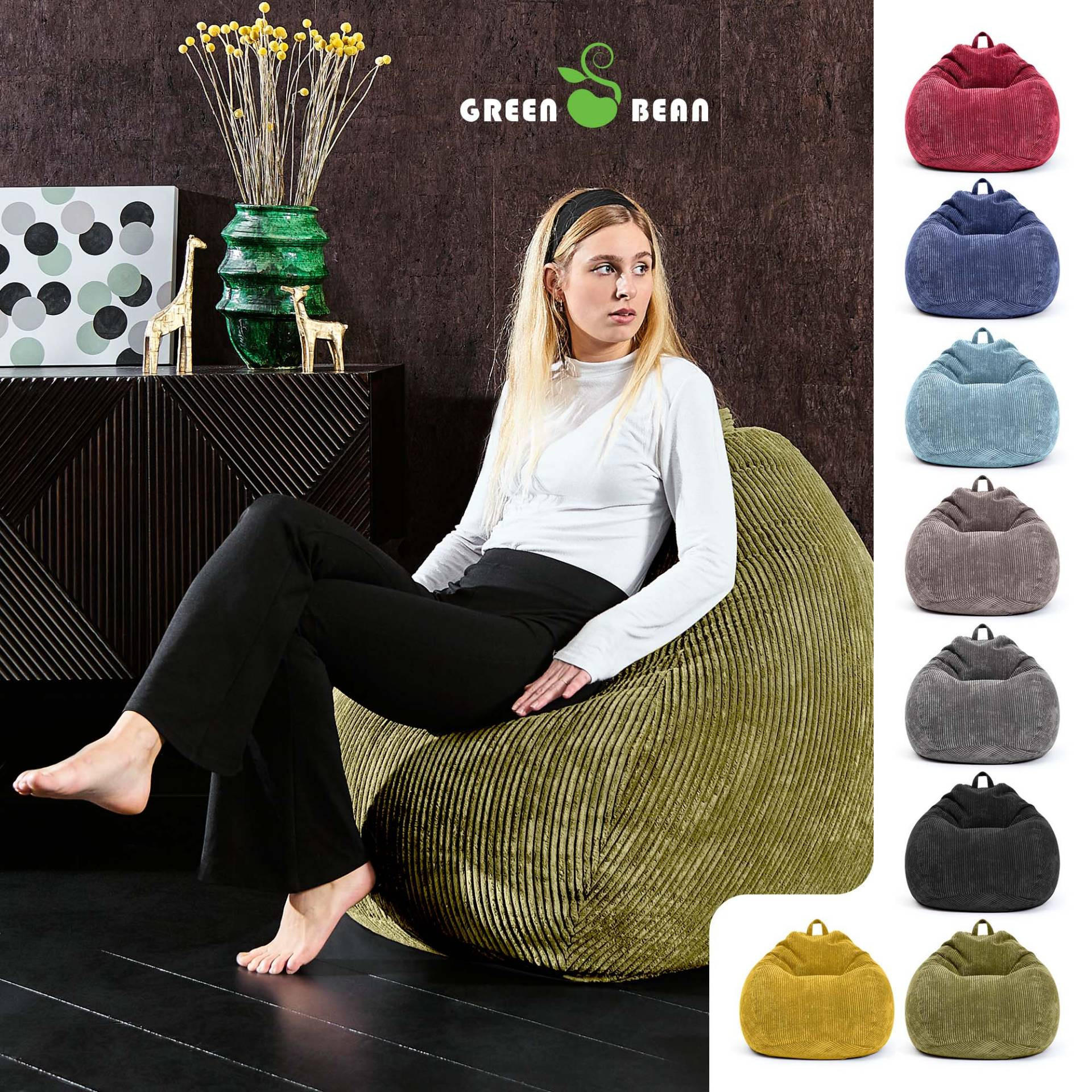 SITZSACK Indoor "Scoop" 90x110cm - Cord - Grün, Textil (90/110/90cm) - Green Bean