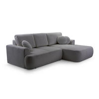 ECKSOFA VELOS Dunkelgrau L - Rechts Bouclé - Dunkelgrau/Schwarz, Kunststoff/Textil (260/168cm) - Luxkor24