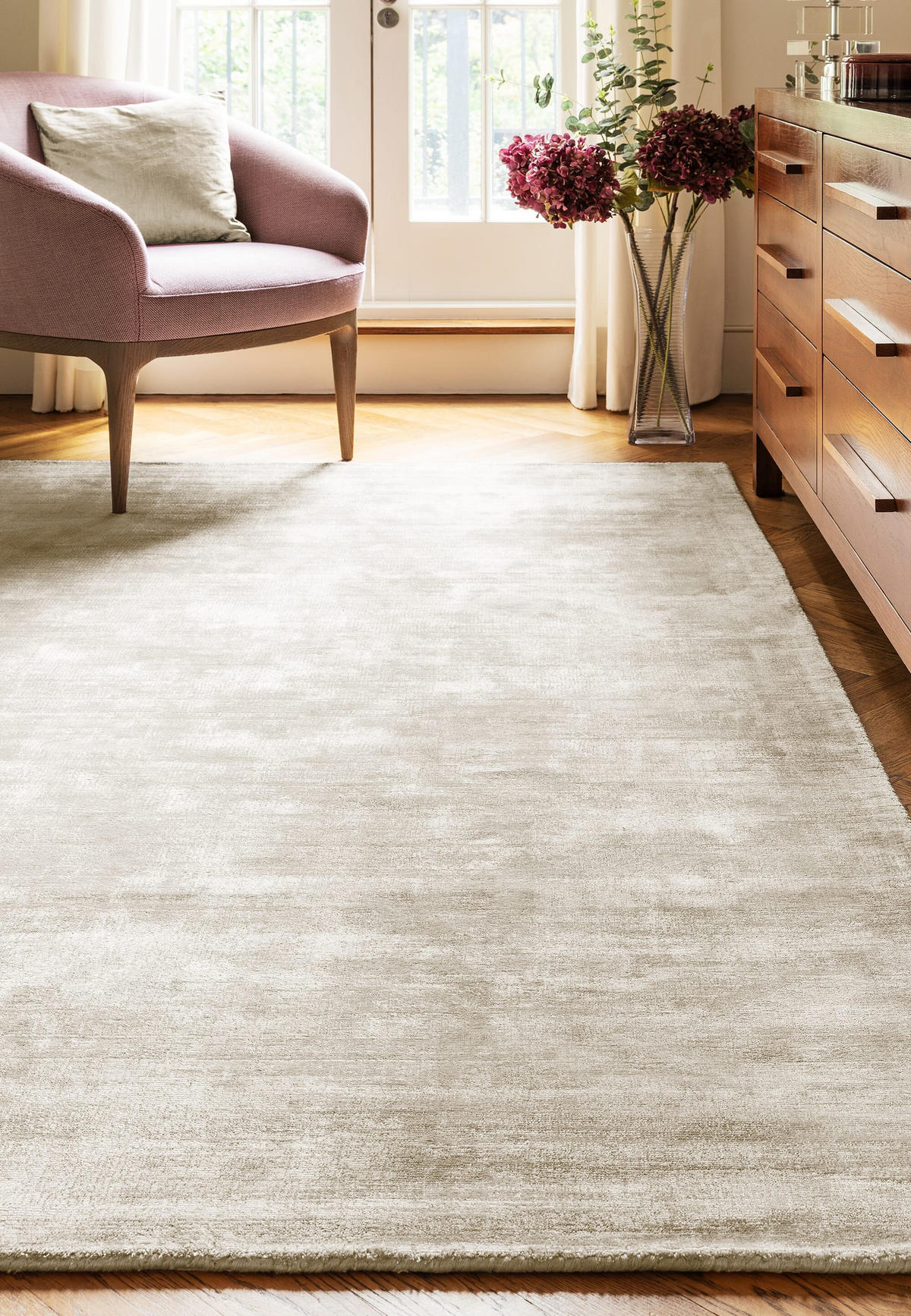 TEPPICH Viskose handgewebt zeitloses Design BARI, Beige-Grau 200x290 cm - Beige, Textil (200/290cm) - KADIMA DESIGN