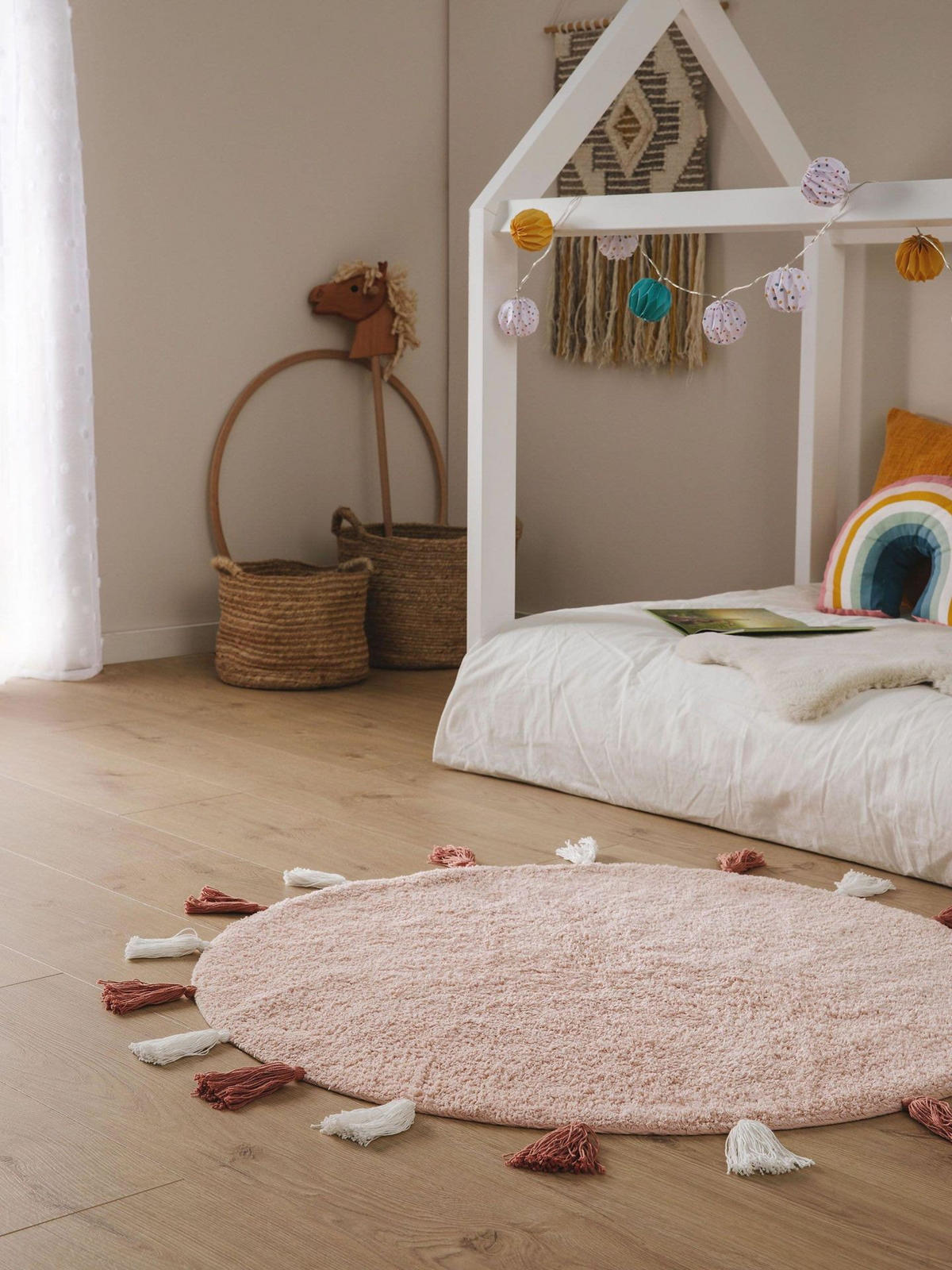KINDERTEPPICH waschbar Malu Rosa ø 100 cm rund - Rosa, Naturmaterialien/Textil (100/1cm) - KUNSTLOFT