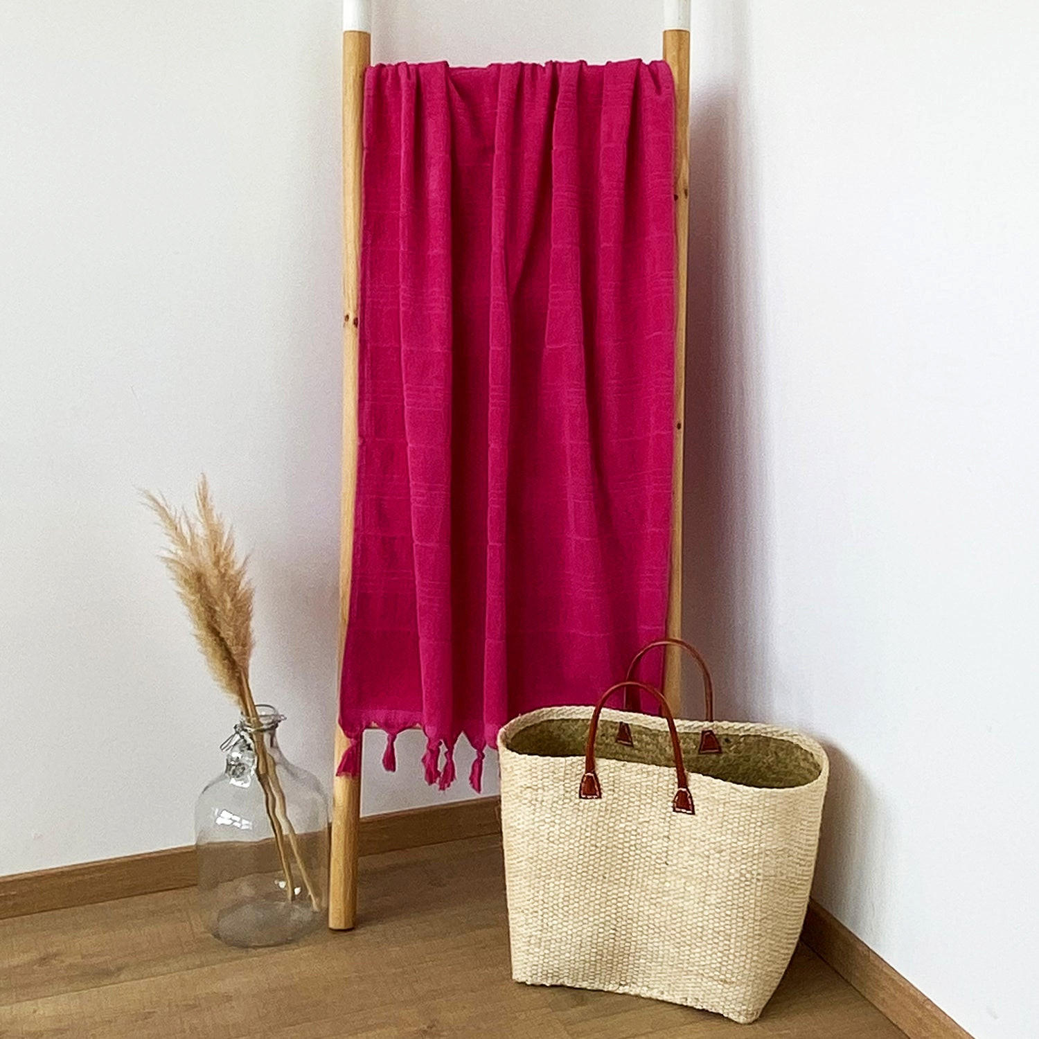 HAMAMTUCH Frottee Hammam Fuchsia 140x180 330g/m² - Pink, Textil (140/180cm) - LE COMPTOIR DE LA PLAGE