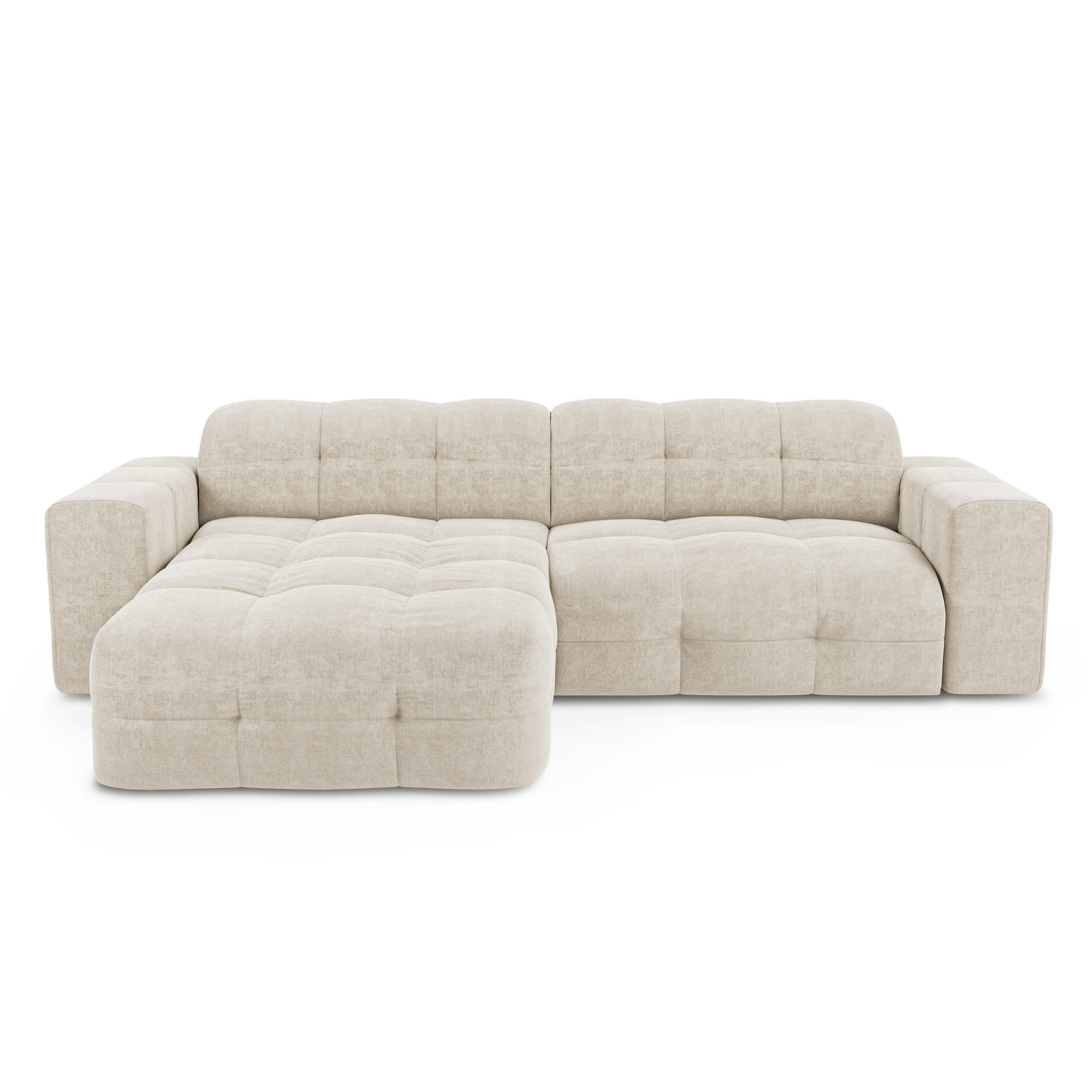 ECKSOFA LINKS Samt Creme 230cm - Creme, Textil (155/230cm) - Sia Home