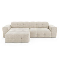 ECKSOFA LINKS Samt Creme 230cm - Creme, Textil (155/230cm) - Sia Home