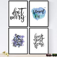 POSTER Set mit 4 glücklich und bunt ‚Traum‘ A4 Rahmenlos - Klar, Papier (29.7/3cm) - Nacnic