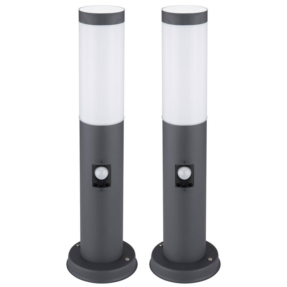 LED SOCKELLEUCHTE Edelstahl Anthrazit 2er Set - Anthrazit, Kunststoff (12.7/12.7/45cm) - Globo Lighting