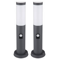 LED SOCKELLEUCHTE Edelstahl Anthrazit 2er Set - Anthrazit, Kunststoff (12.7/12.7/45cm) - Globo Lighting