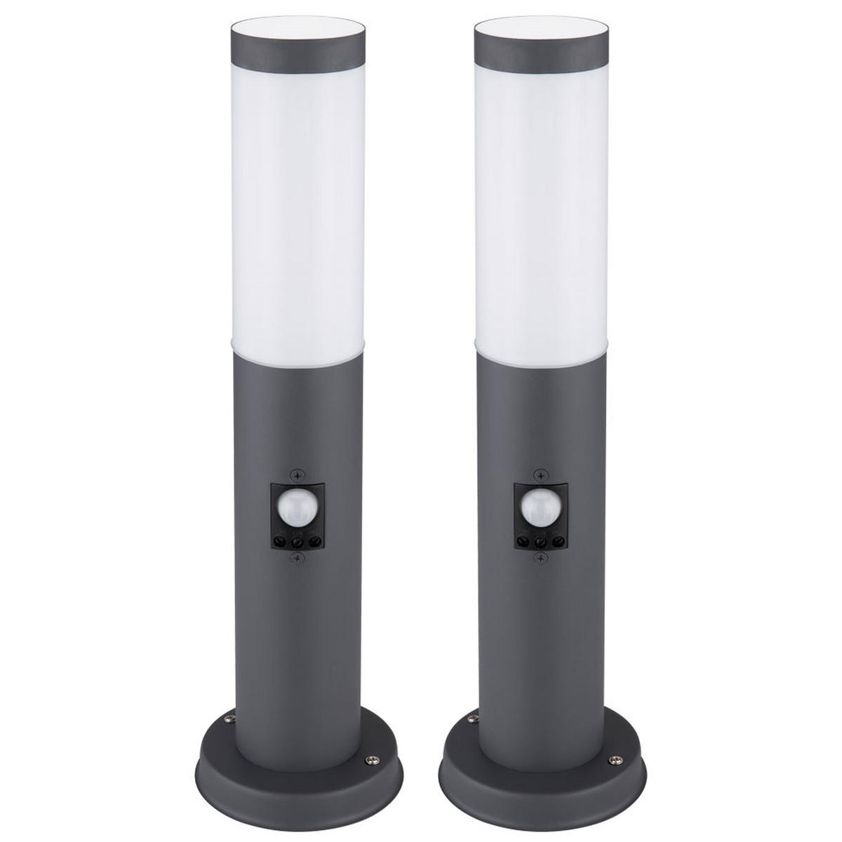 LED SOCKELLEUCHTE Edelstahl Anthrazit 2er Set - Anthrazit, Kunststoff (12.7/12.7/45cm) - Globo Lighting