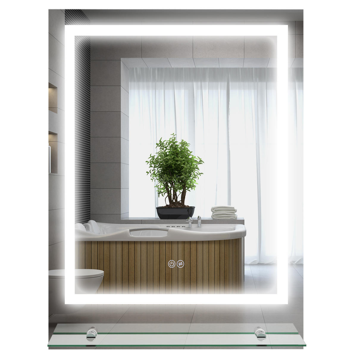 BADEZIMMERSPIEGEL DE-15139 70/50 cm mit Glasablage Silber - Transparent, Glas (50/2.7/70cm) - ComfortXL