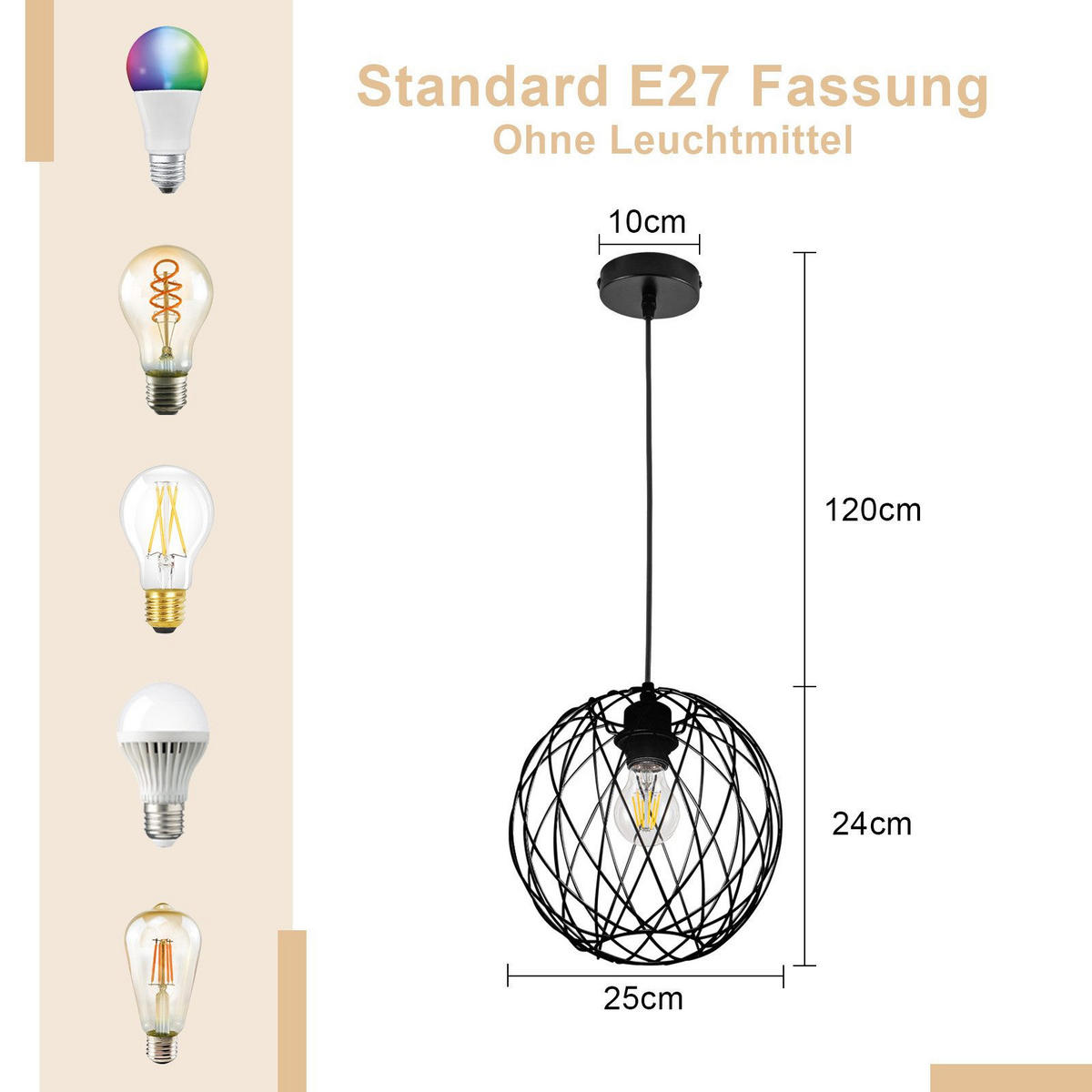 ZÁVĚSNÉ světlo Donnelly 25/25/24 cm - černá, kov (25/25/24cm) - Nettlife