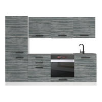 KÜCHENZEILE Sandy 240 cm, mit Arbeitsplatten, Glamour Wood - Grau, Holz (240/204/60cm) - B BELINI GROUP