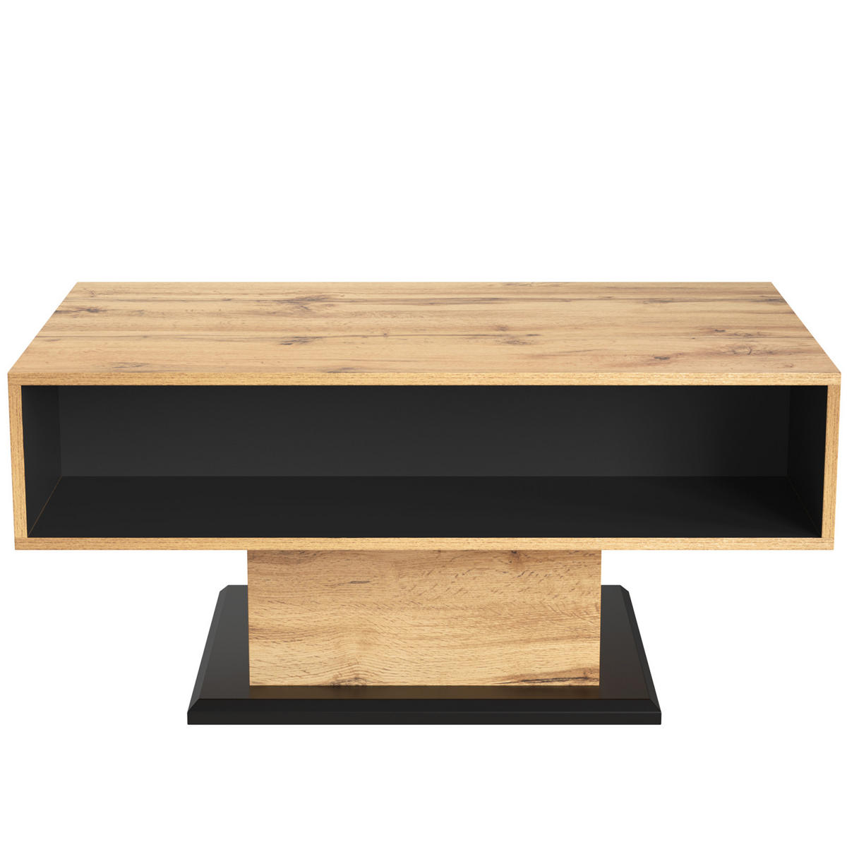 COUCHTISCH 100x60x47 cm, 1 Schublade, 2 Ablagen, Eiche Anthrazit - Braun, Holz (60/100/47cm)