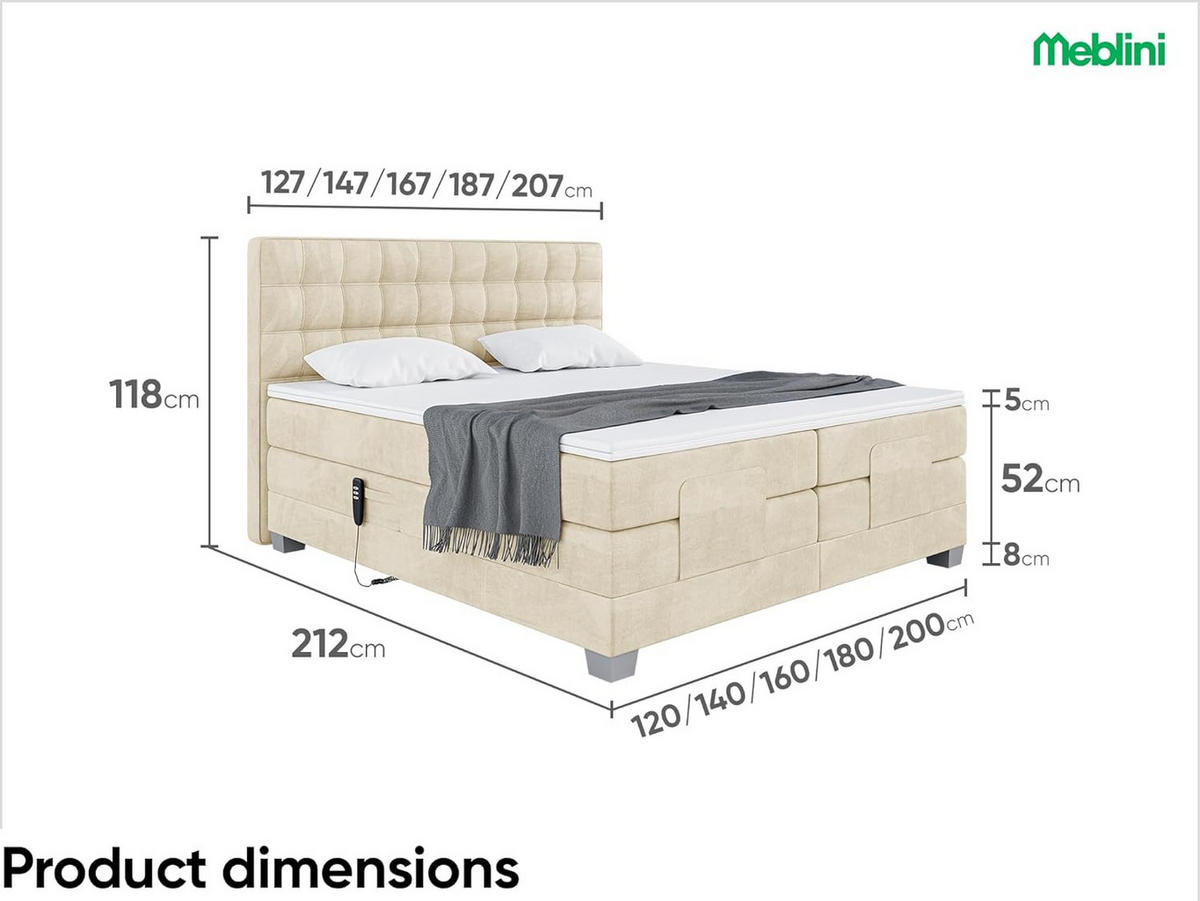 BOXSPRINGBETT Edison - Beige/Silberfarben, Textil (200/200cm) - Meblini