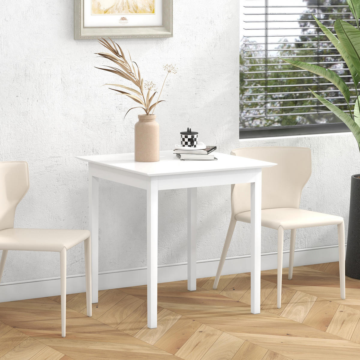 ESSTISCH, Kiefernholz, Weiß - Weiß, Holz (75/75/76cm) - HOMCOM