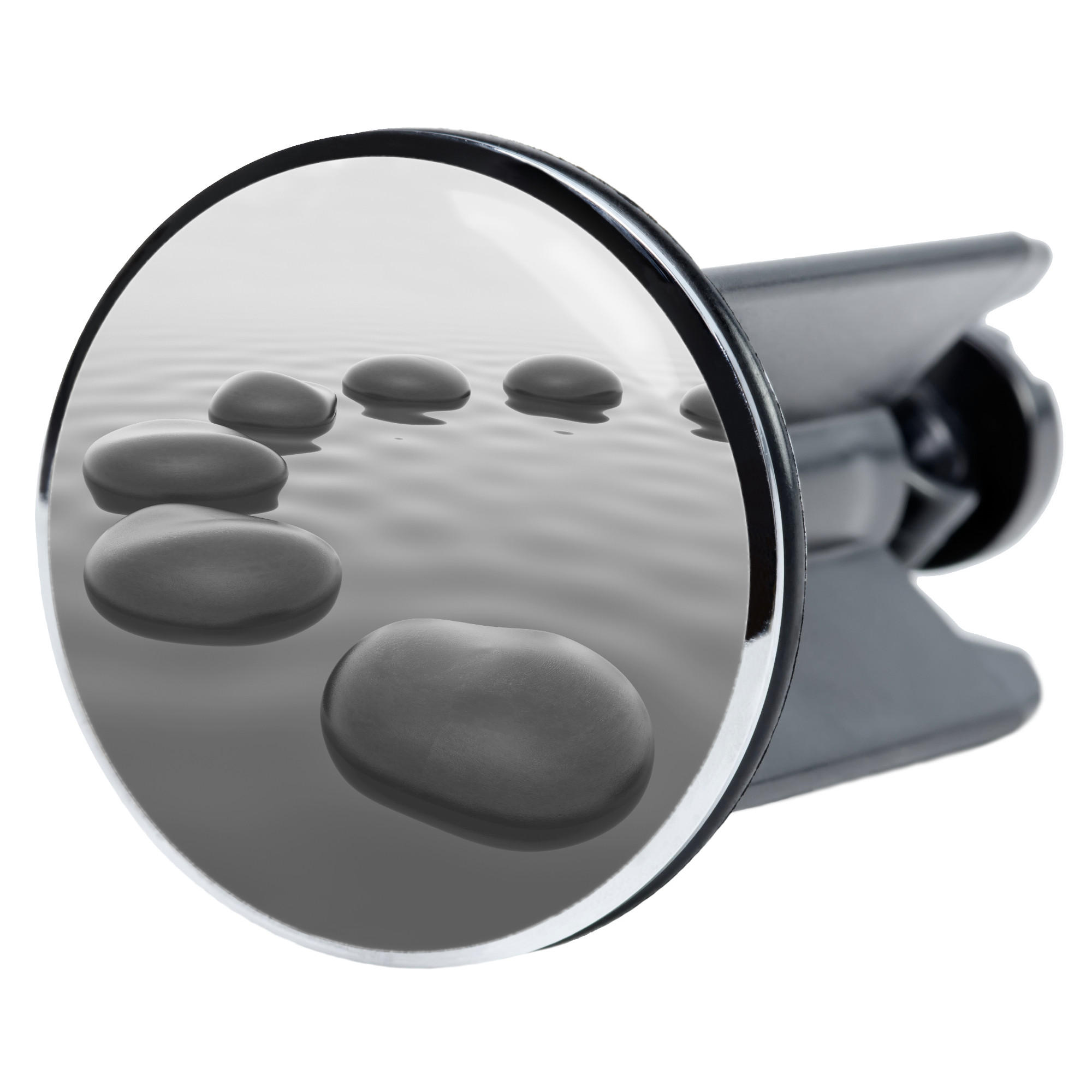 WASCHBECKENSTÖPSEL Black Stones - Grau, Kunststoff/Metall (4/7/7cm) - Sanilo