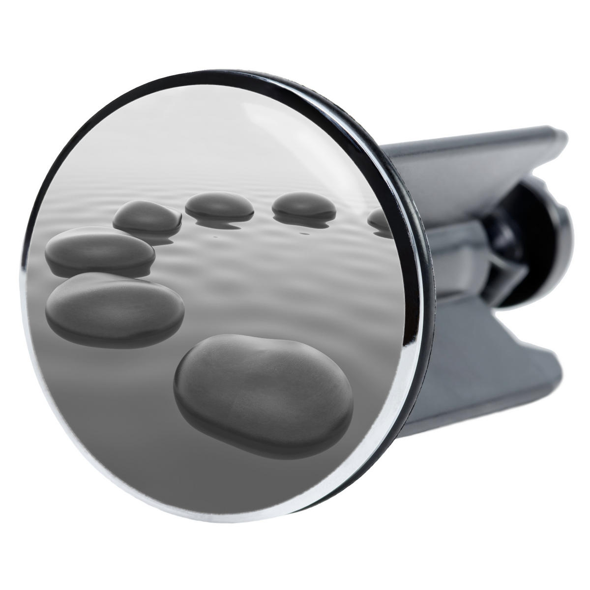 WASCHBECKENSTÖPSEL Black Stones - Grau, Kunststoff/Metall (4/7/7cm) - Sanilo