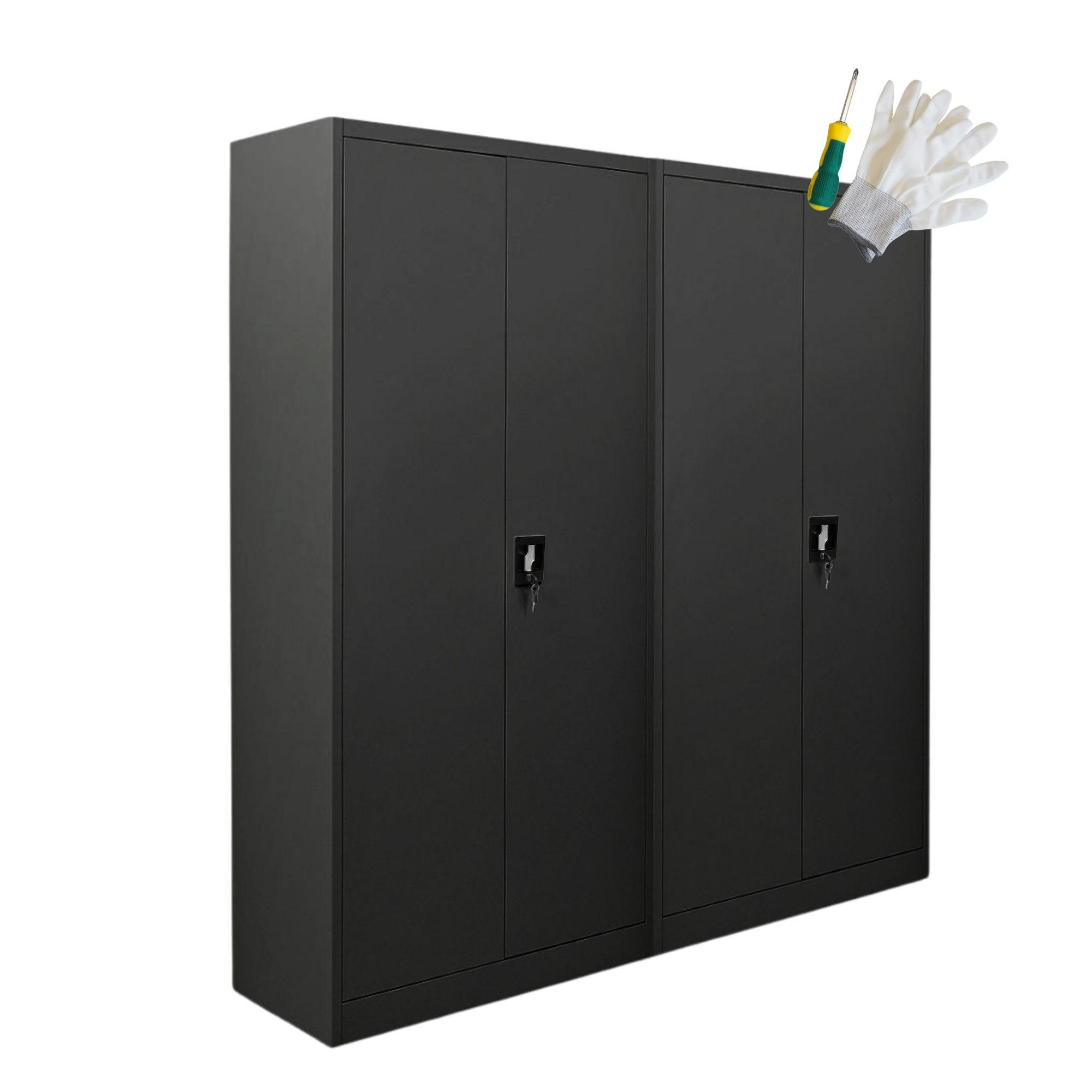 FLÜGELTÜRENSCHRANK Elephant 2er-Set 180x80x40cm 4 Ebenen Schwarz - Schwarz, Metall (160/180/40cm) - PROREGAL