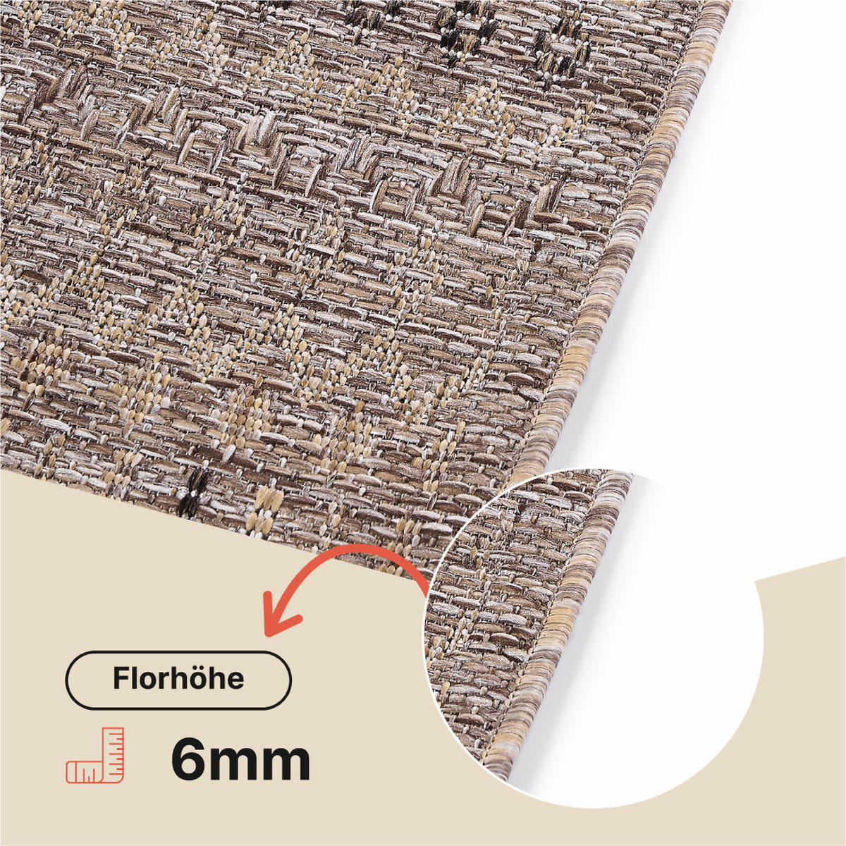 TEPPICH YUCANA Braun Outdoor Flachgewebe 200/300 cm - Braun, Textil (200/300cm) - Tapiso