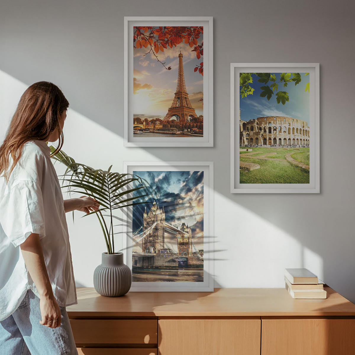 WANDBILDER 3er-Set - 40x60 cm Weißer Rahmen - Denkmäler Europas - Weiß, Kunststoff (40/60cm) - ArtPrintCave