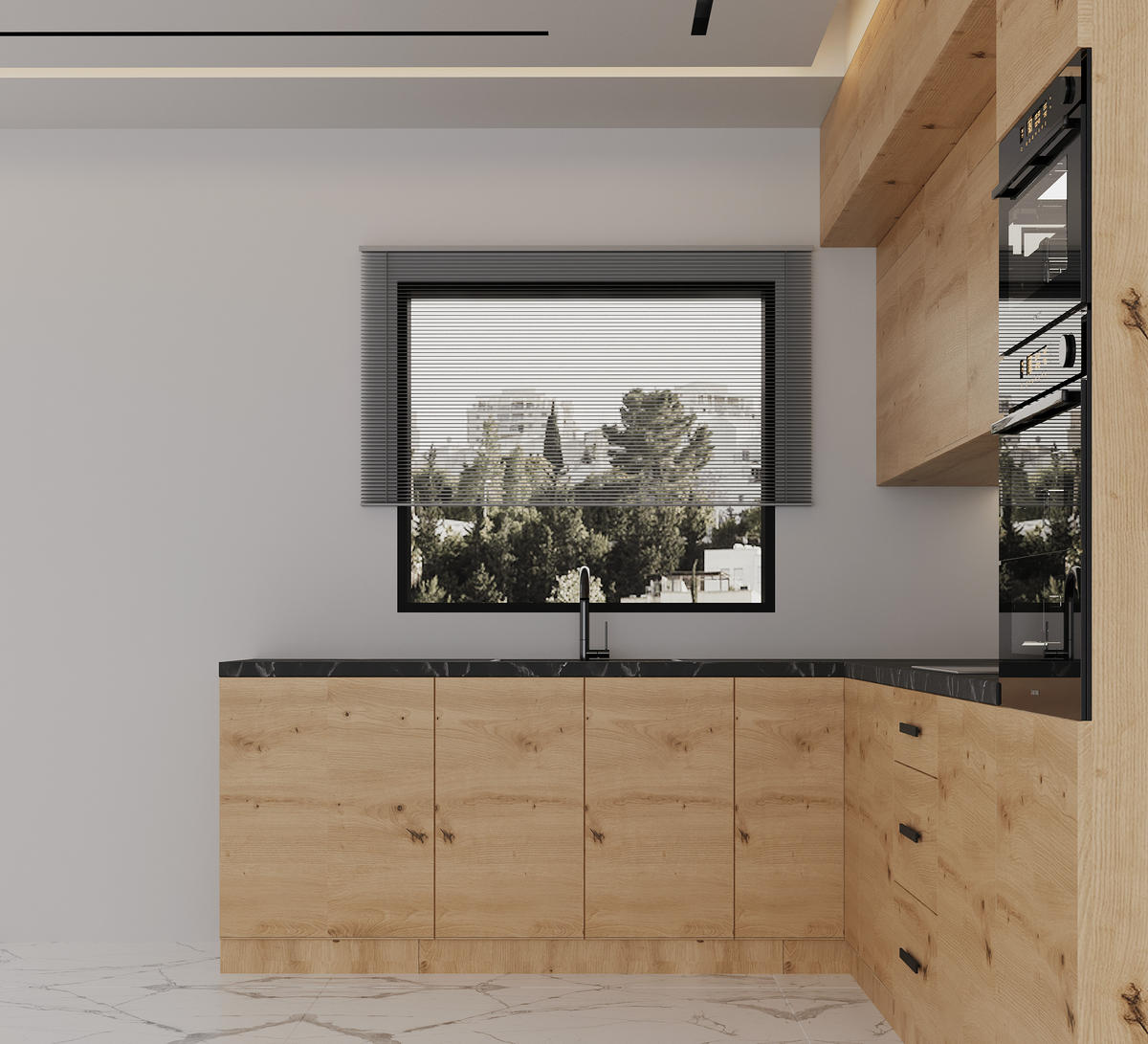 WINKELKÜCHE 330 × 230 cm - Langen K105-M330 - in Artisan Eiche - Schwarz/Eiche Artisan, Holz/Holzwerkstoff (330/248/230cm)