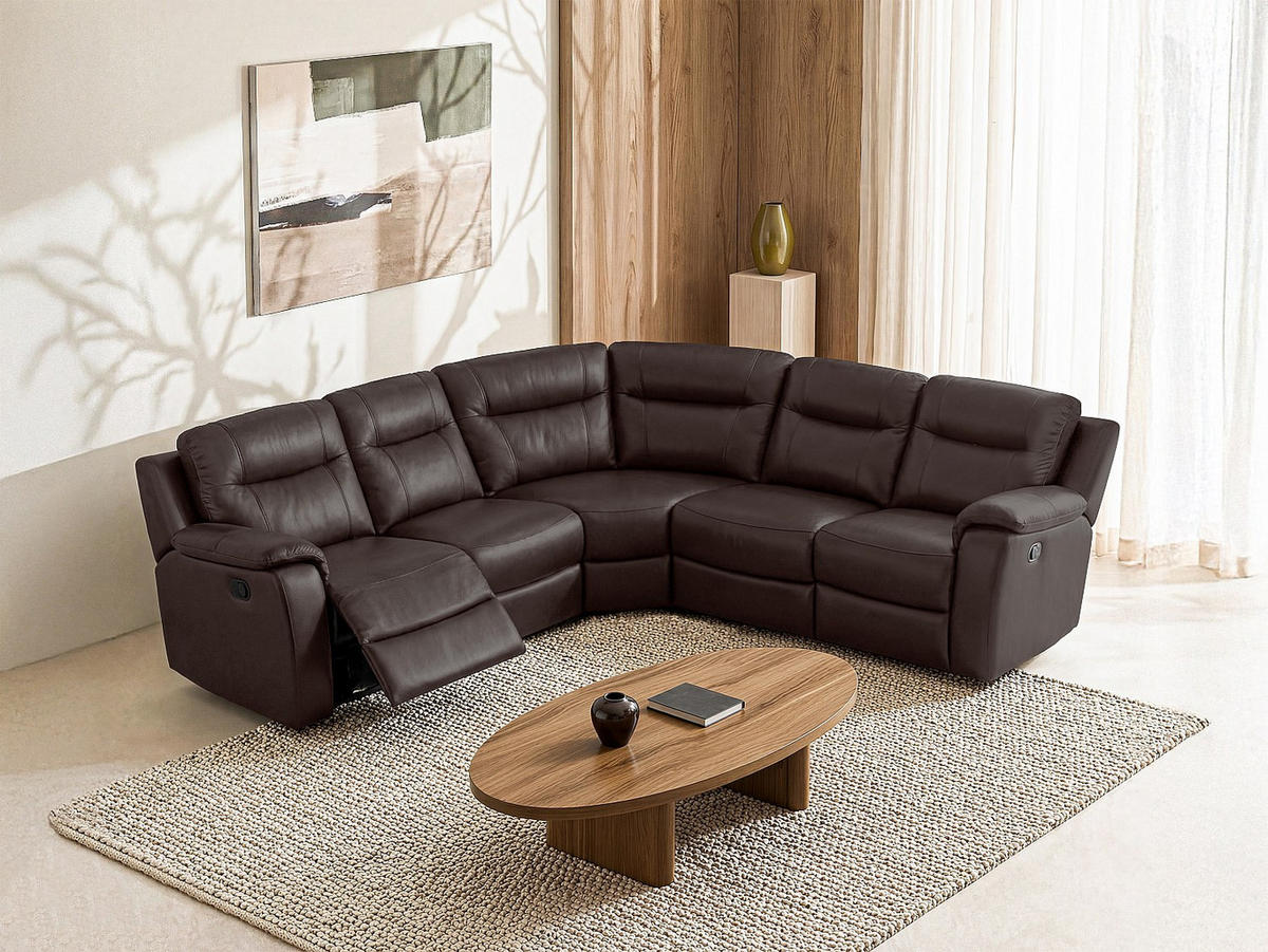 RELAXSOFA - 5 Personen - Leder - Braun - - Braun, Leder (217/100/217cm) - Vente-Unique