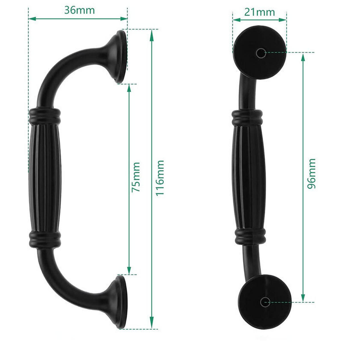 MÖBELGRIFF 8er-Set 96 mm Aluminium - Schwarz, Metall (2.1/3.6/11.6cm)
