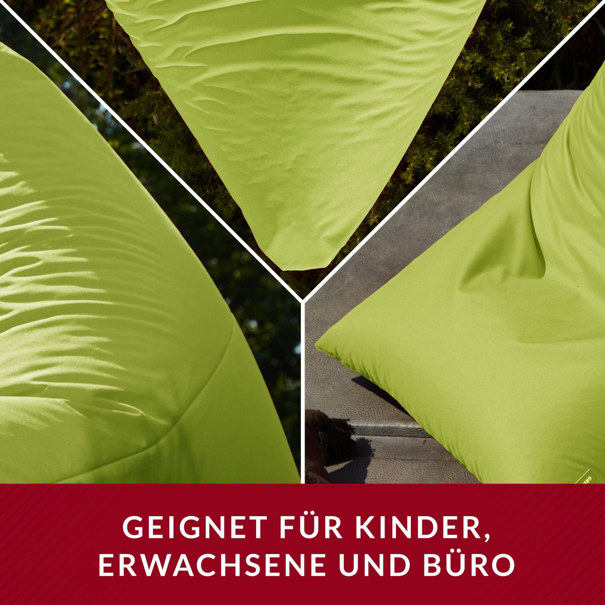 OUTDOOR SITZSACK Triangle 150x100x100cm - Grün, Textil (100/100/150cm) - Green Bean