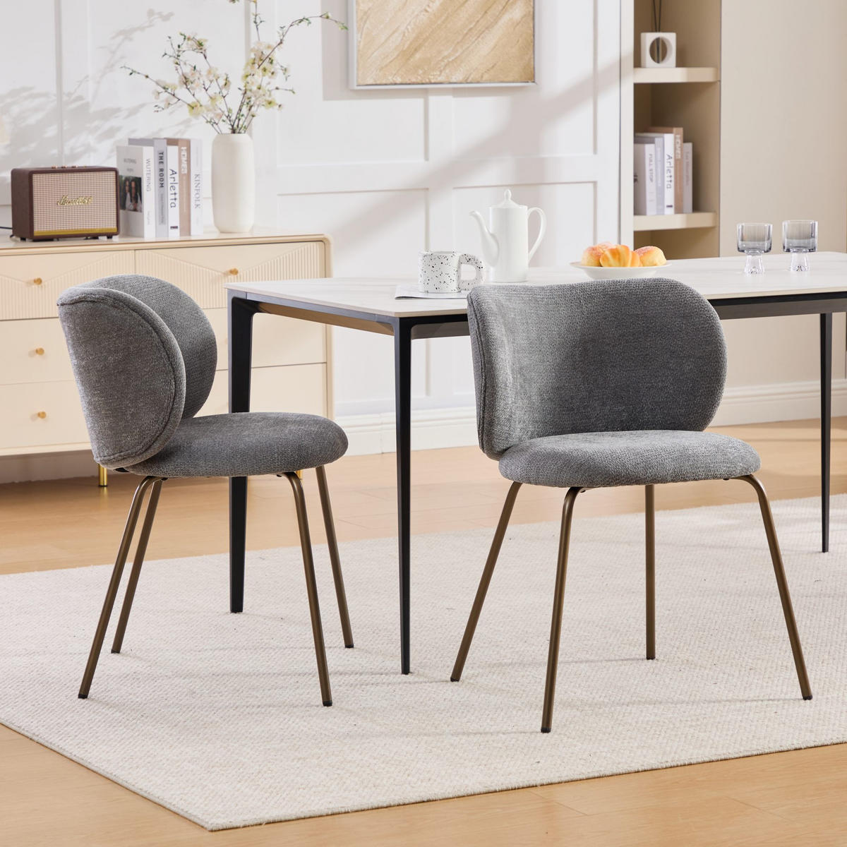 STUHL-SET DE-36344 2 Stück mit Bronzemetallbeinen Grau - Grau, Metall (52/80/46.5cm) - ComfortXL