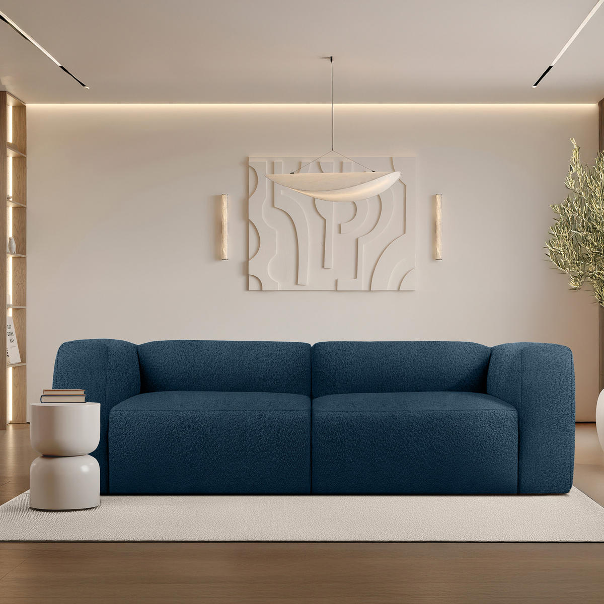 2,5-SITZER SOFA BUFFO, Marineblau - Dunkelblau, Holz/Holzwerkstoff (250/73/96cm) - KONSIMO®