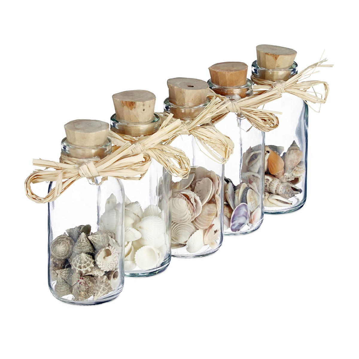 3XMUŠĽOVÝ dekór - viacfarebná, prírodné materiály/sklo (12cm) - Relaxdays