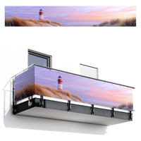 BALKON-SICHTSCHUTZ Leuchtturm - Dünen - Sonnenuntergang 500x75 cm - Hellrosa, Kunststoff (500/75cm) - MuchoWow