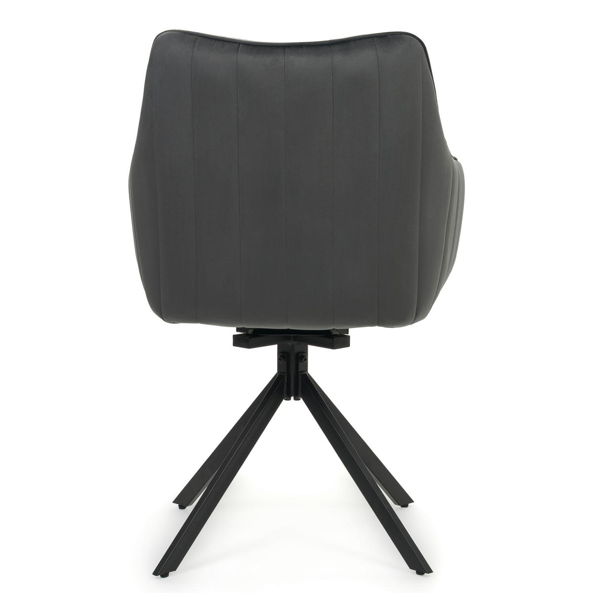 STUHL PIANO drehbar gepolsterter mit Steppung - grau - Velour - Schwarz/Grau, Textil/Metall (59/88/61cm) - NEW HOME