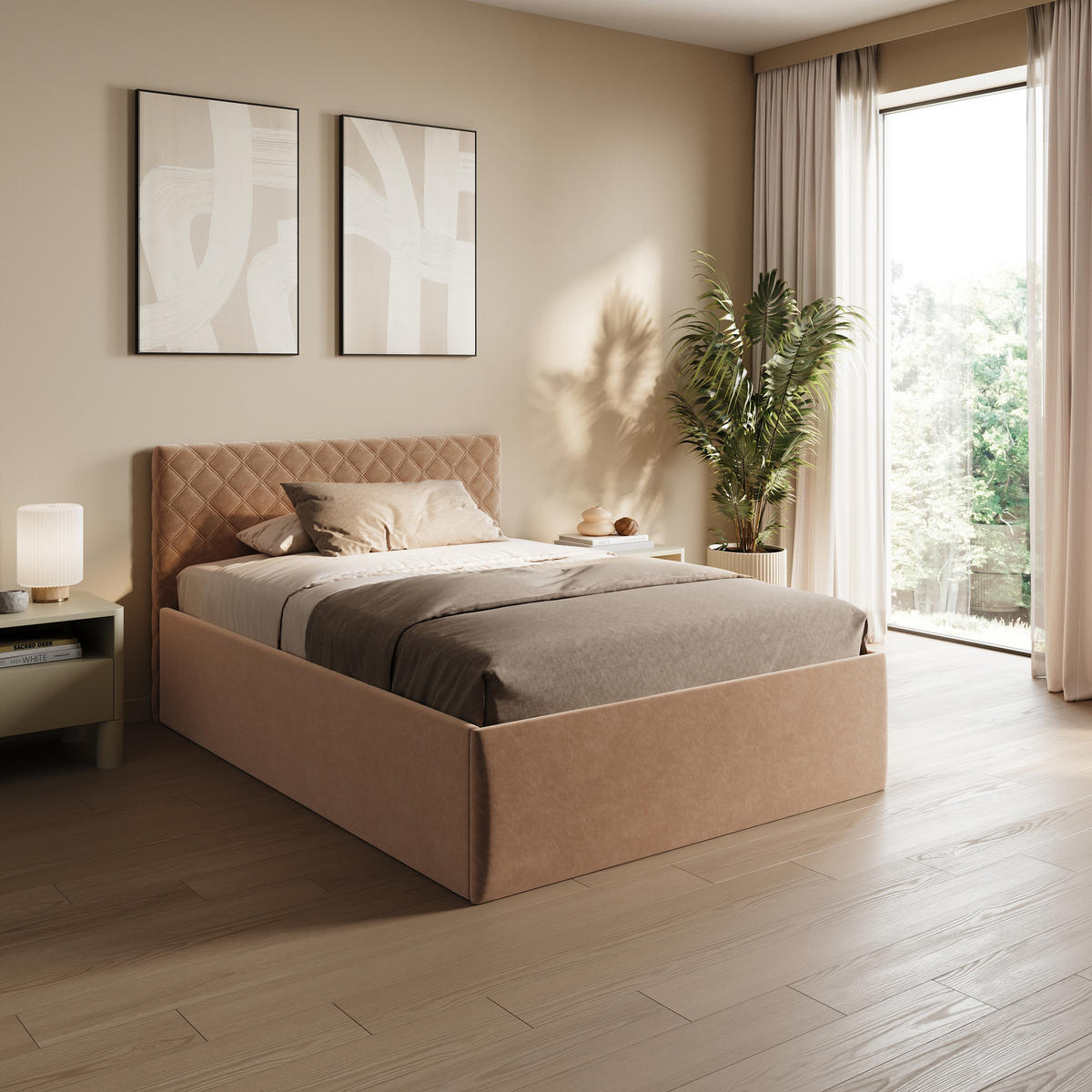 POLSTERBETT 100x200 cm Bonnellfederkernmatratze H2 in Beige - Beige, Textil (100/200cm) - Home Collective