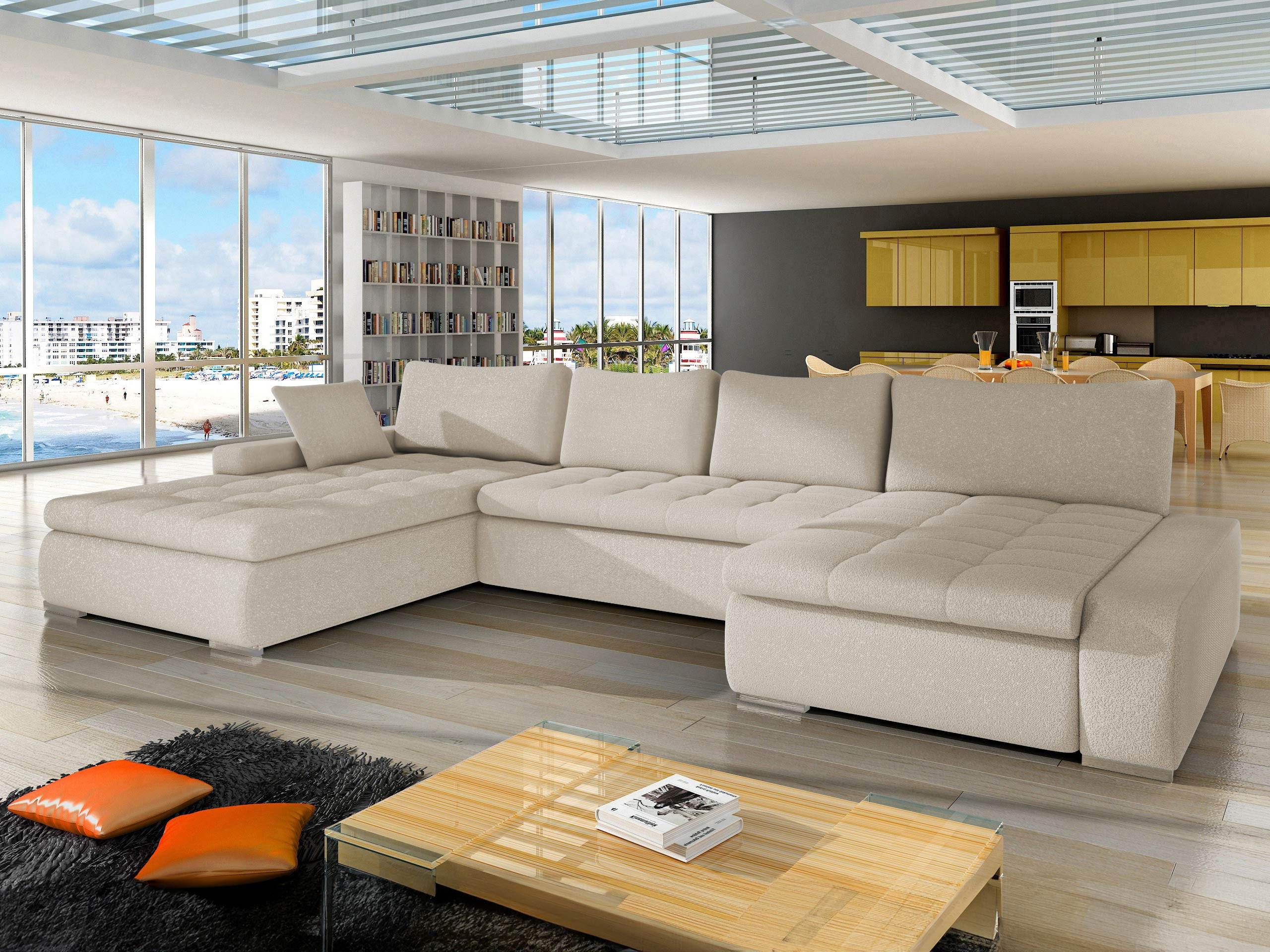 WOHNLANDSCHAFT Caro Premium - Silberfarben/Cappuccino, Holz/Textil (394/80/213cm) - MIRJAN24