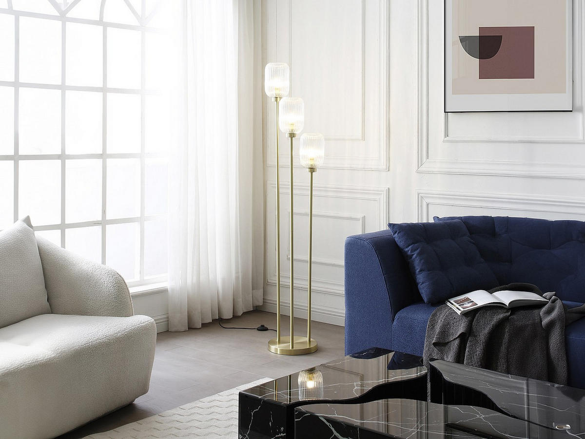 STEHLAMPE - 30 cm x 30 cm - Metall, Metall - Goldfarben - LOUXOR - Goldfarben, Metall (30/30/161cm) - Vente-Unique