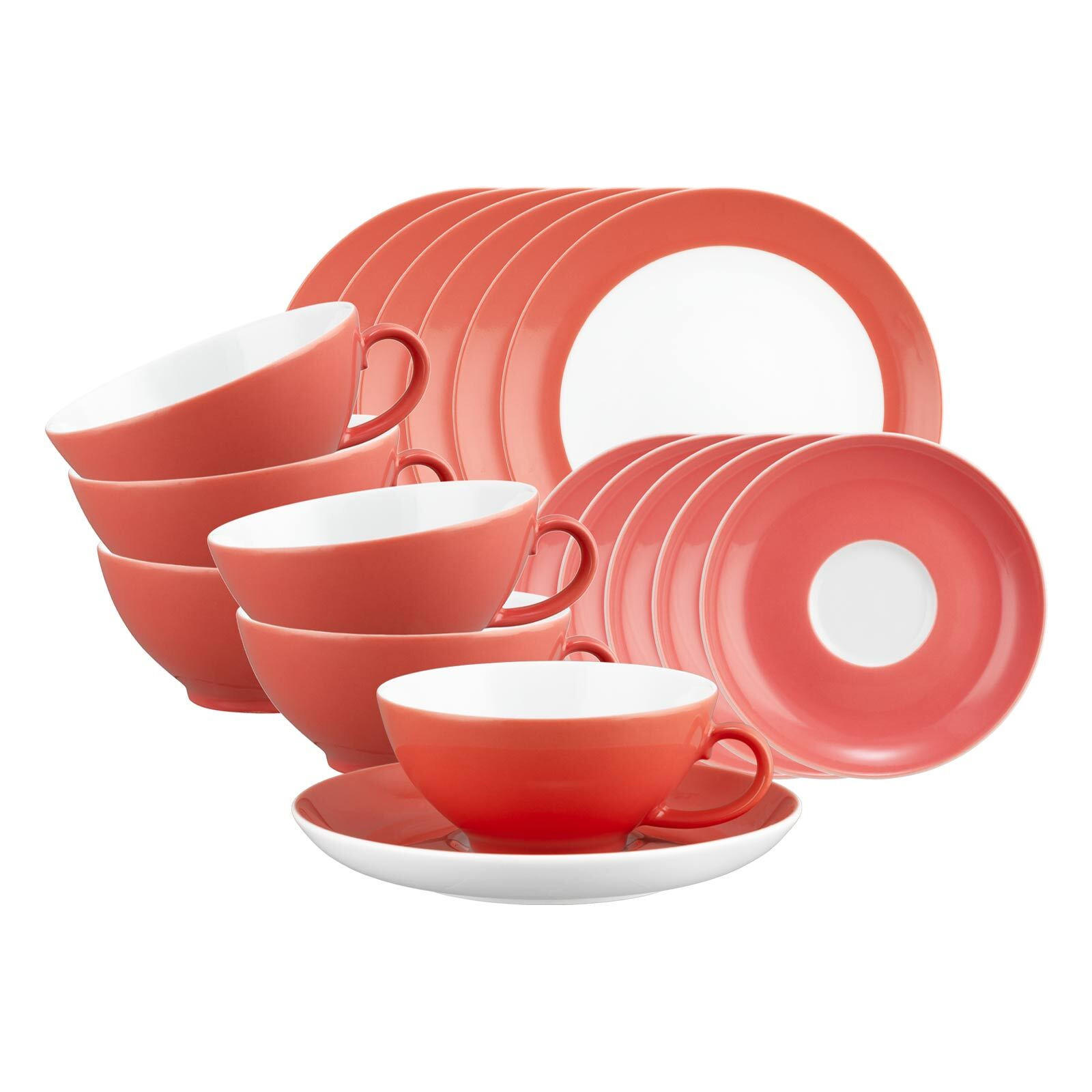 TEESERVICE Liberty Pure Colors Flamingo Red 18er Set - Rot, Keramik (1/1/1cm) - Seltmann Weiden