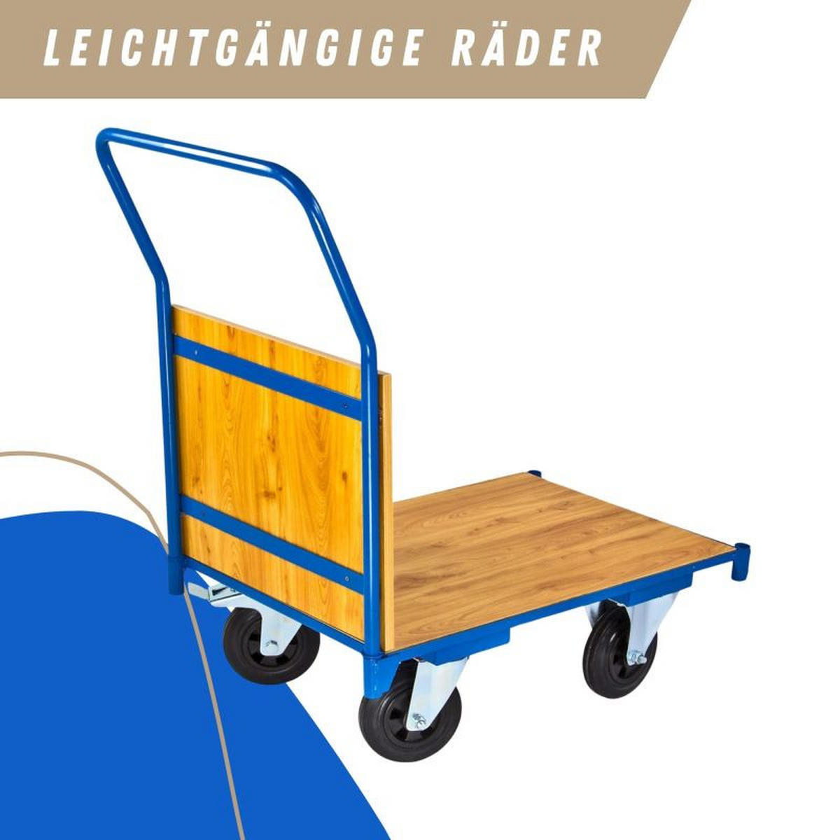 TRANSPORTWAGEN 93x51x95cm Traglast 180kg Lichtblau - Blau, Holz (95/51/93cm) - PROREGAL