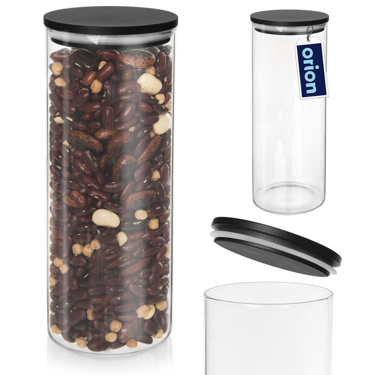 VORRATSGLAS Black-Design 1,2 l Transparent - Transparent, Glas (9/22/9cm) - Orion 
