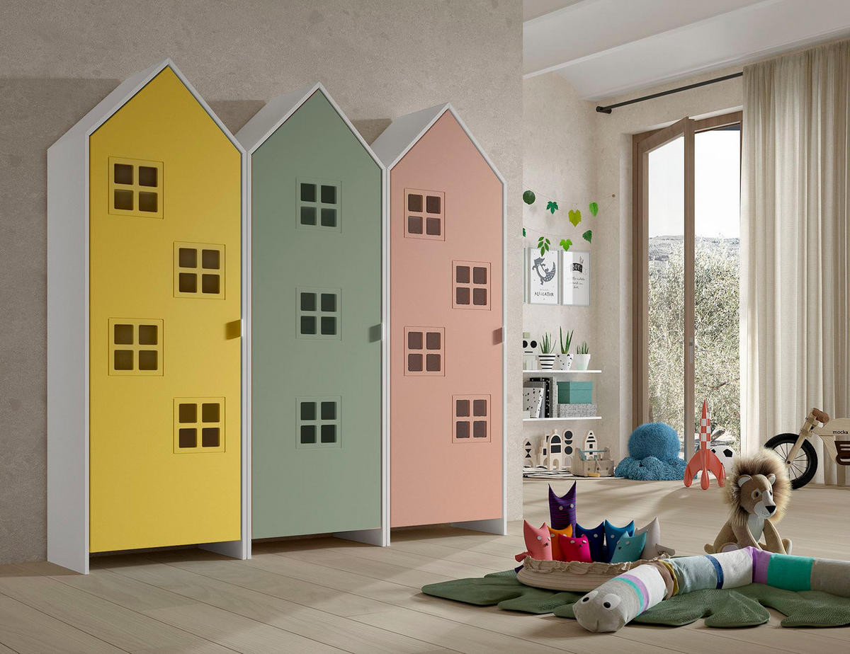 REGALSCHRANK Set Kania 173x37x171 MDF+Holzwerkstoff Weiß /Bunt - Pink/Gelb, Holzwerkstoff (173/171/37cm) - 58aufmkessel