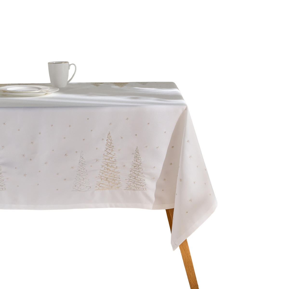 TISCHDECKE Navore 150 x 220cm, Weiß, Dekorative Tischdeko Weihnacheten, Weihnachtsdeko, Christmas - Weiß, Textil (220/150/1cm) - home&you