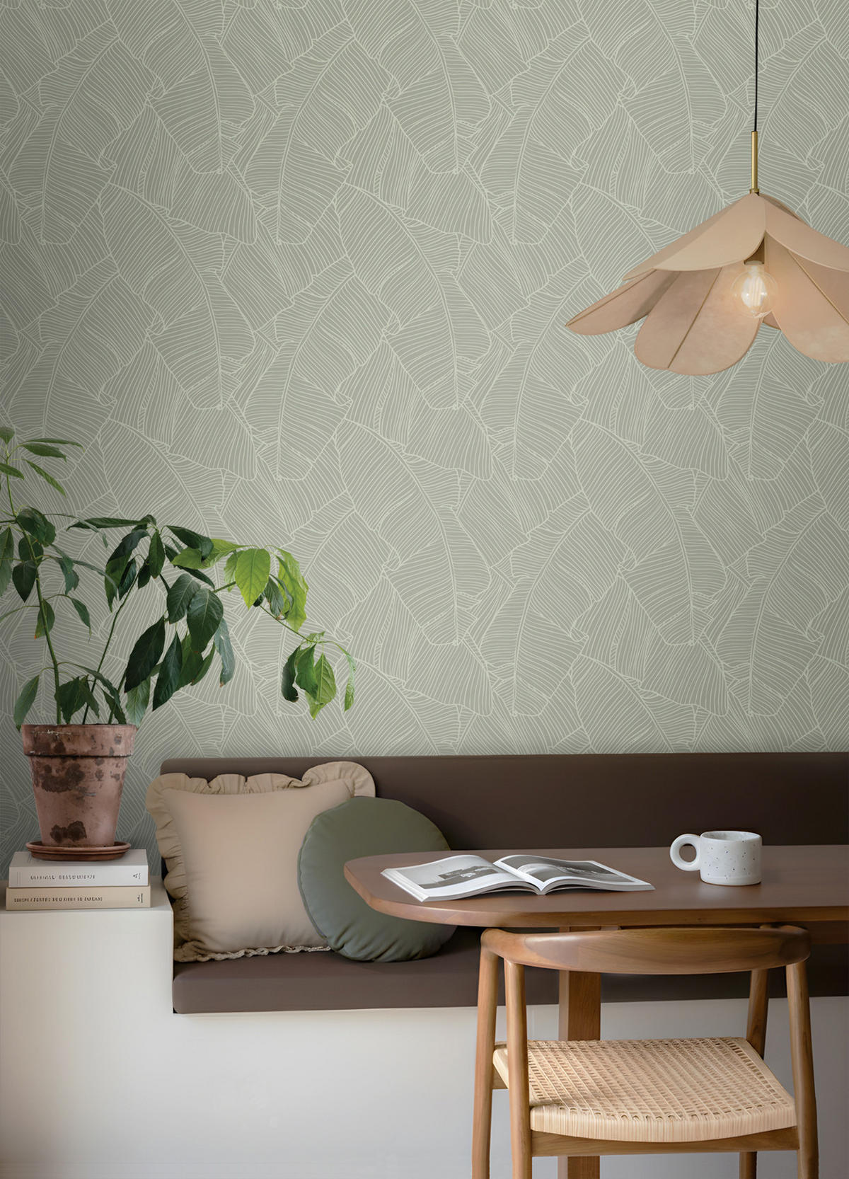 TAPETE Blätter 53 cm x 10.05 m - Grün, Papier (53/1000cm) - ESTAhome