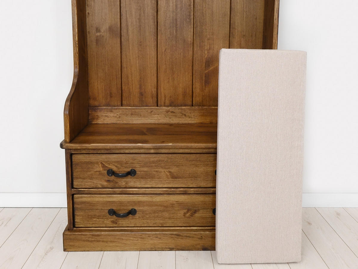 GARDEROBENSCHRANK aus Massivholz Rustyk - Dunkelbraun/Beige, Holz (100/190/40cm) - Seart