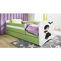 KINDERBETT Mädchen in Schwarz 80x180 cm mit Schublade, Rausfallschutz & Lattenrost, Grün - Grün, Holzwerkstoff (80/180cm) - RAUMHIRSCH FURNITURE